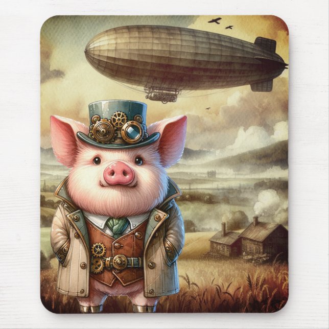 Steampunk Boar  Mouse Mat (Front)