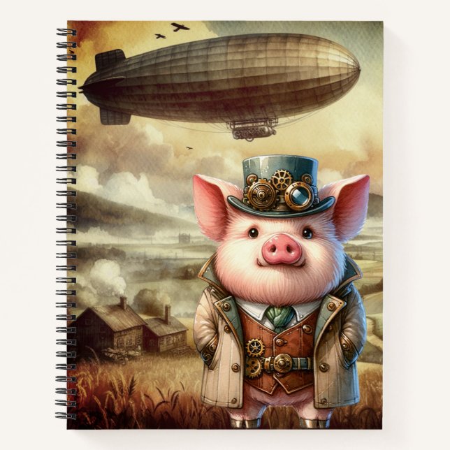 Steampunk Boar Spiral Notebook (Front)