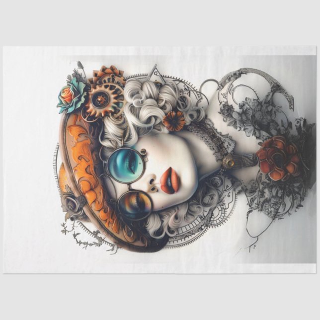 Steampunk Boho Adventurous Cassandrea Decoupage  Tissue Paper (Front)