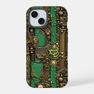 Steampunk Book Industrial Green iPhone 15 Case