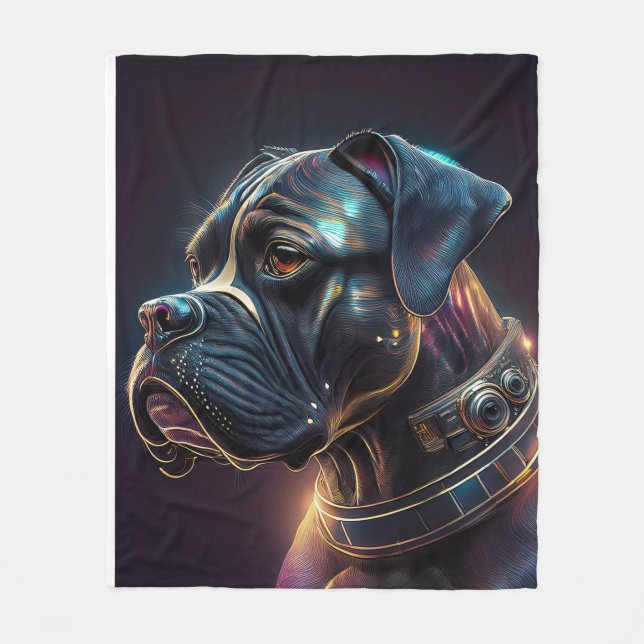 Steampunk Boxer Dog Fleece Blanket (Front)