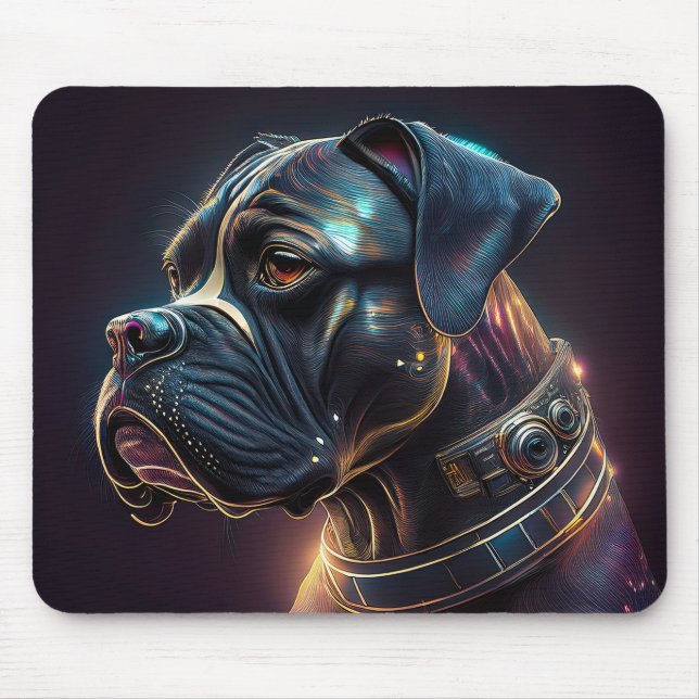 Steampunk Boxer Dog Mouse Mat (Front)