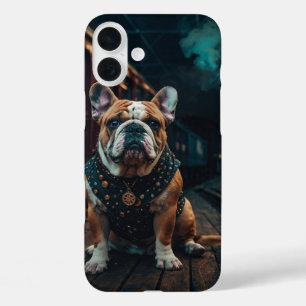 Steampunk Bulldog Stationmaster Portrait iPhone 16 Plus Case