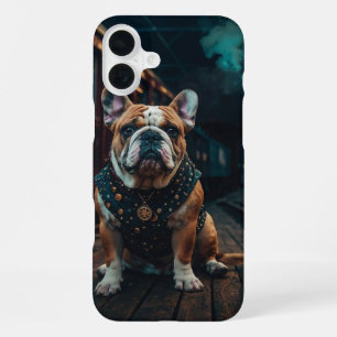 Steampunk Bulldog Stationmaster Portrait iPhone 16 Plus Case