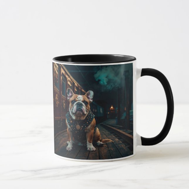 Steampunk Bulldog Stationmaster Portrait Mug (Right)