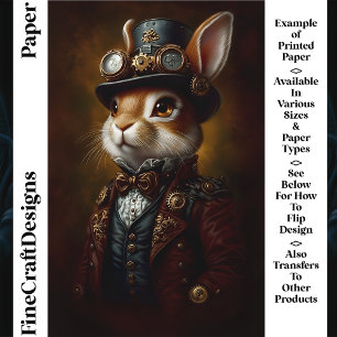 Steampunk Bunny Rabbit Portrait CR6 Craft Paper