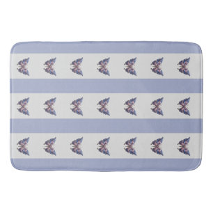 Steampunk butterflies stripes bath mat