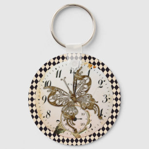 Steampunk Butterfly Round Key Ring