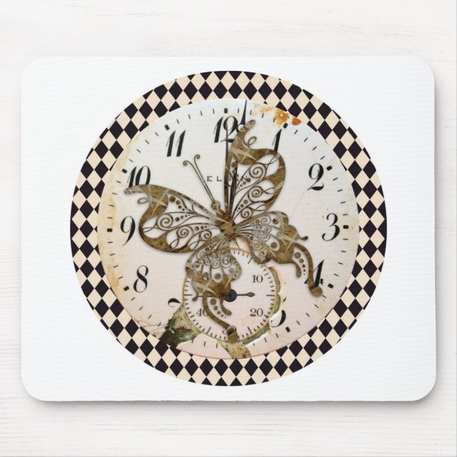 Steampunk Butterfly Round Mouse Mat (Front)