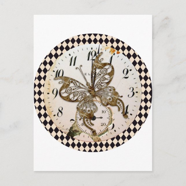 Steampunk Butterfly Round Postcard (Front)