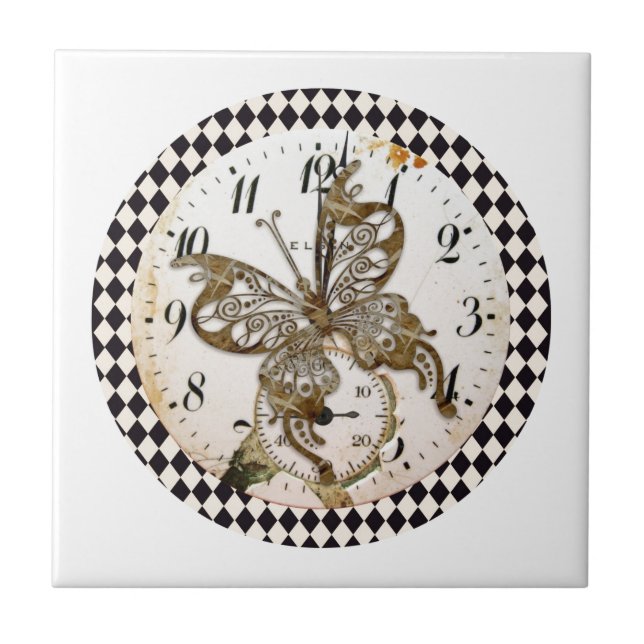 Steampunk Butterfly Round Tile (Front)