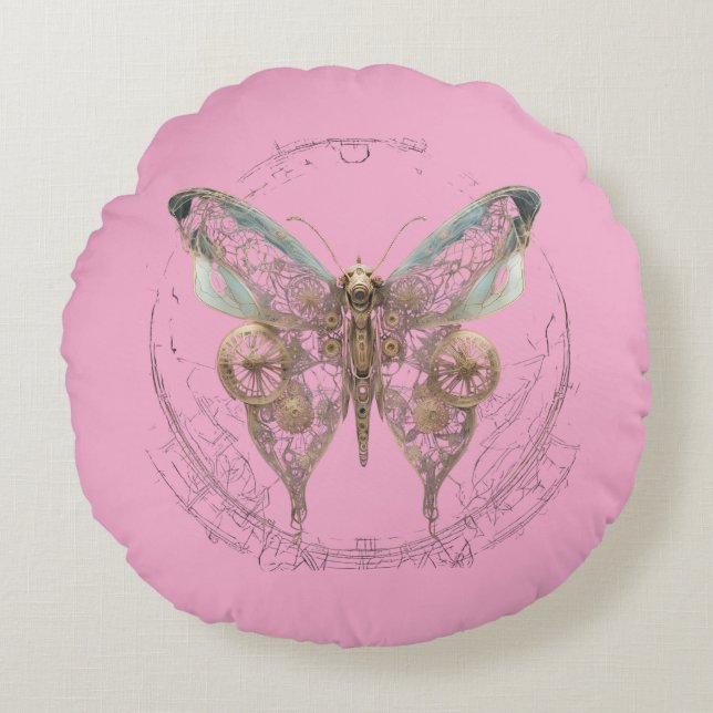 Steampunk Butterfly Shirt  Round Cushion (Front)