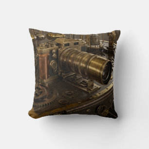 Steampunk Camera Throw Pillow