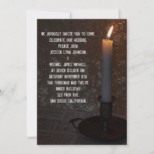 Steampunk Candle Wedding Invitation