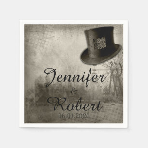 Steampunk Carnival Top Hat Wedding Napkin