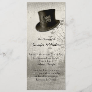 Steampunk Carnival Top Hat Wedding Program Programme
