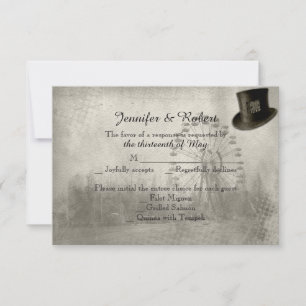 Steampunk Carnival Top Hat Wedding Response Card