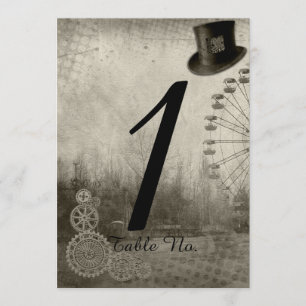 Steampunk Carnival Top Hat Wedding Table Number