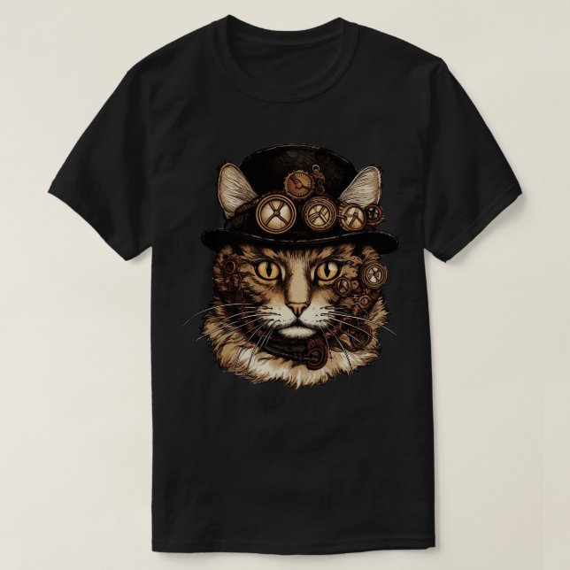 Steampunk Cat 1 T-Shirt (Design Front)