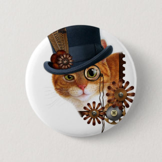 Steampunk Cat 6 Cm Round Badge