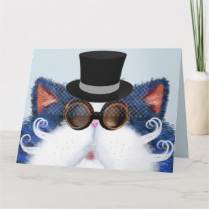 STEAMPUNK CAT ART FATHERS DAY GREETING CARDS