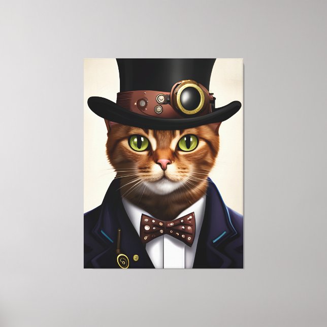 Steampunk Cat Canvas Print (Front)