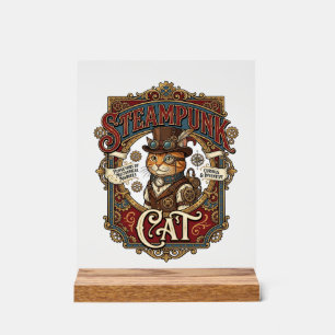 Steampunk Cat Cat Steampunk Vintage Acrylic Sign