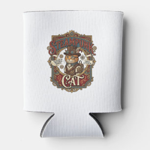 Steampunk Cat Cat Steampunk Vintage Can Cooler