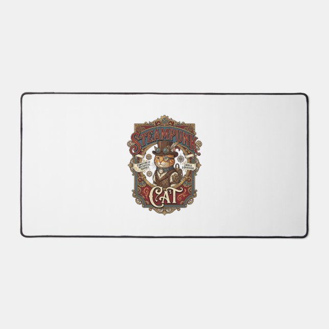 Steampunk Cat Cat Steampunk Vintage Desk Mat (Front)