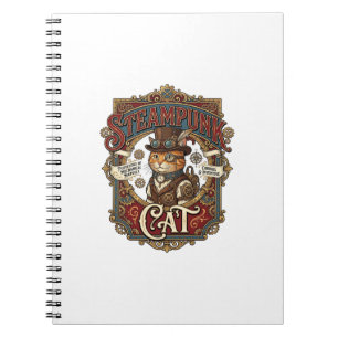 Steampunk Cat Cat Steampunk Vintage Notebook