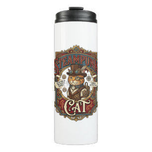 Steampunk Cat Cat Steampunk Vintage Thermal Tumbler