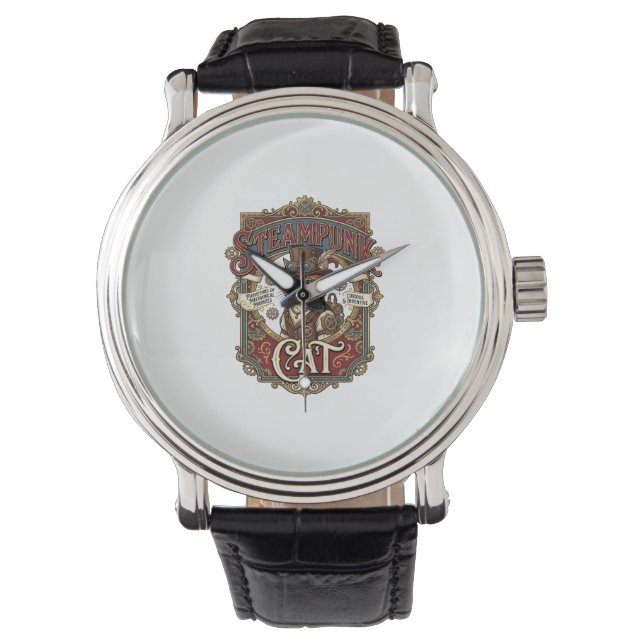 Steampunk Cat Cat Steampunk Vintage Watch (Front)