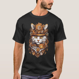 Steampunk Cat Gears Graphic Design Cat Artwork Fa T-Shirt