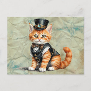Steampunk Cat:  Gothic Kitty Art For Cat Lovers Postcard