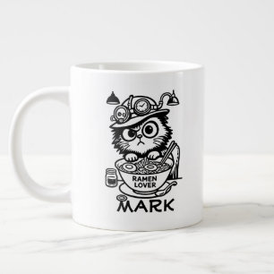Steampunk Cat Grumpy Ramen Funny Giant Coffee Mug