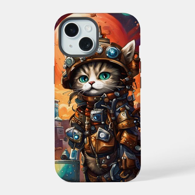 Steampunk Cat I iPhone 15 Case (Back)