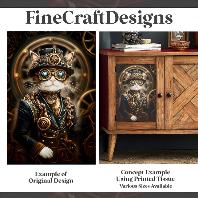 Steampunk Cat In Formal Uniform G4R Decoupage  Tissue Paper (Creator Uploaded)
