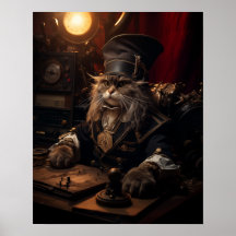 Steampunk Cat in Uniform Retro