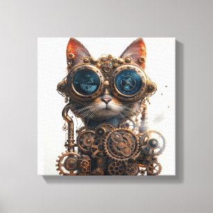 Steampunk Cat Inventor Canvas Print