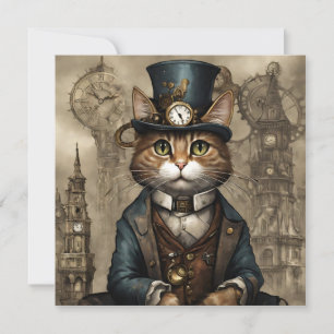 Steampunk Cat Invitation
