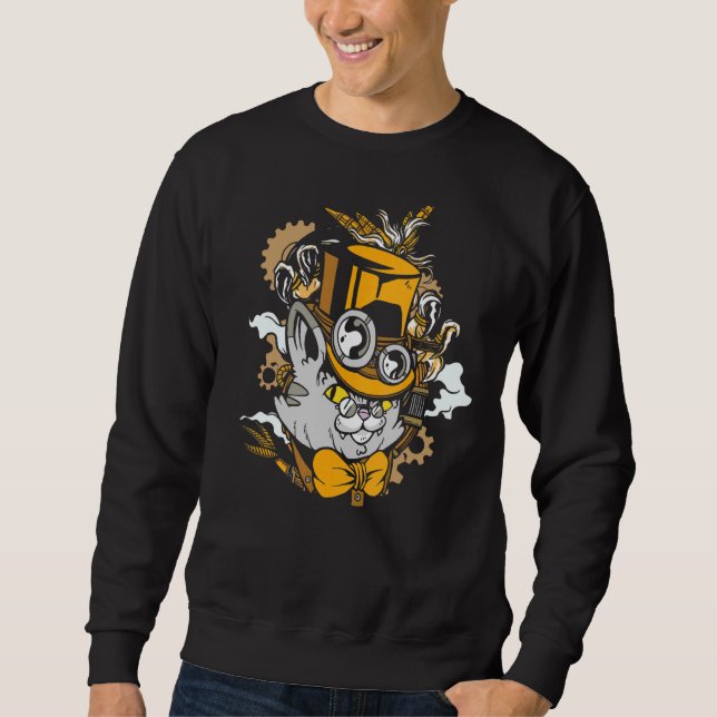 Steampunk Cat Kitten Mediaeval Sweatshirt (Front)