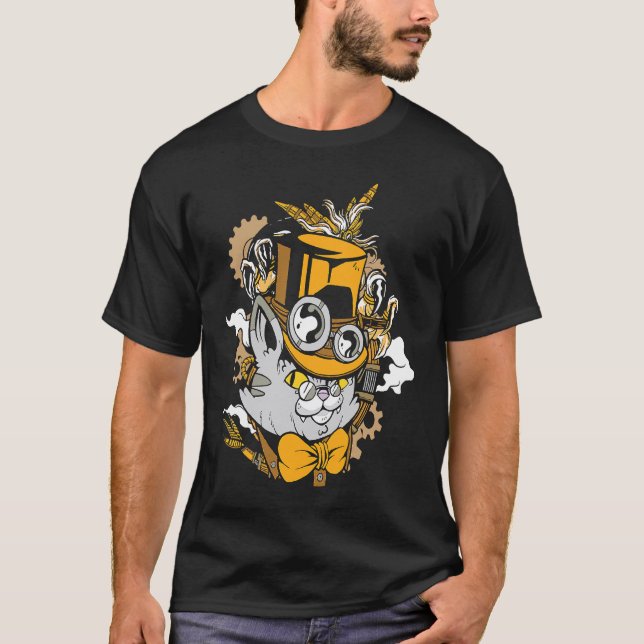 Steampunk Cat Kitten Mediaeval T-Shirt (Front)