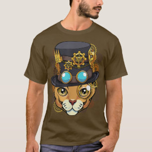 Steampunk Cat Mediaeval Mechanical Victorian Cute T-Shirt