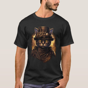 Steampunk Cat Mediaeval Mechanical Victorian Cute T-Shirt
