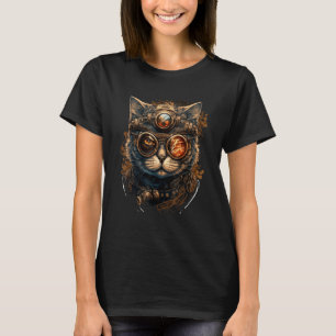 Steampunk Cat Mediaeval Mechanical Victorian Cute T-Shirt