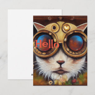 Steampunk Cat Notecard to Say Hello