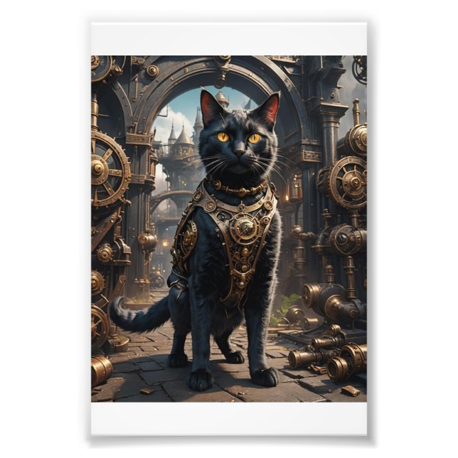 Steampunk Cat Photo Print (Front)