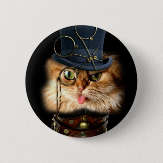 Steampunk Cat Pint Back Button