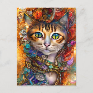 Steampunk Cat Postcard