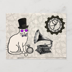 Steampunk Cat Postcard
